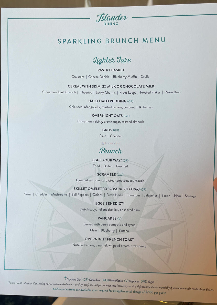 Margaritaville At Sea Sparkling Wine Brunch Menu and Photos