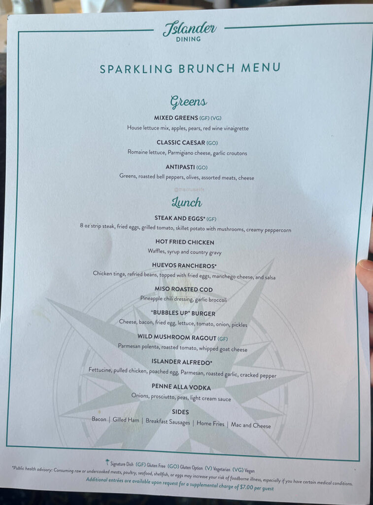 Margaritaville At Sea Sparkling Wine Brunch Menu and Photos