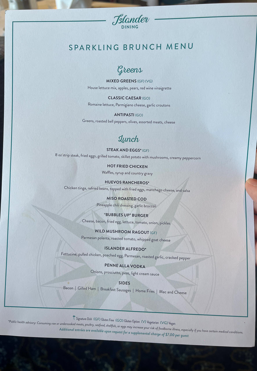 Margaritaville At Sea Sparkling Wine Brunch Menu and Photos