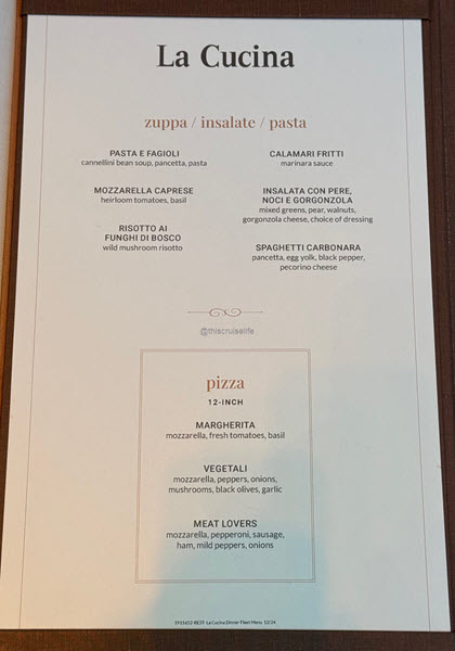 La Cucina Appetizers Menu - More at Sea