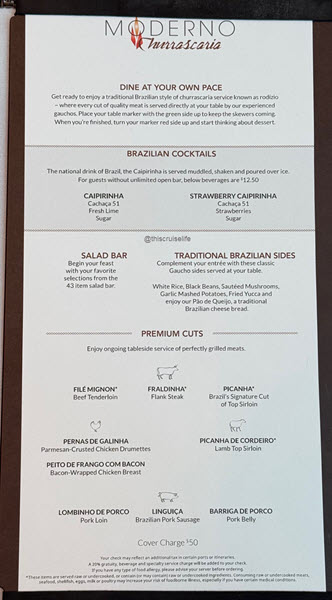 Moderno Churrascaria Menu